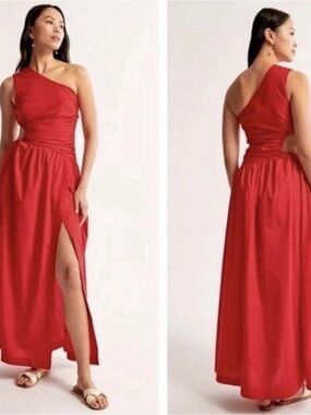 Abercrombie & Fitch One-Shoulder Red Evening Gown